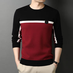 Men's contrasting round neck casual warm sweater