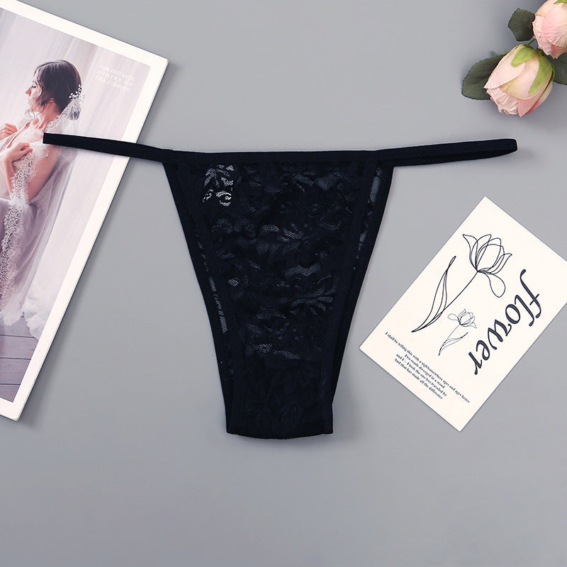 Sexy Low-waist Thin Strap Hollow Lace Breathable Briefs
