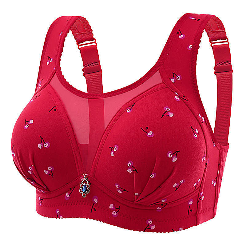 Plus size thin non-wire printed bra