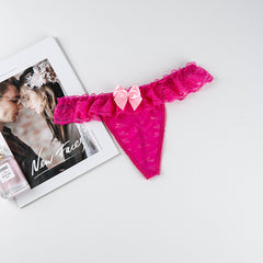 New Bow Sexy Satin Low Waist Seamless Breathable Comfortable Thong