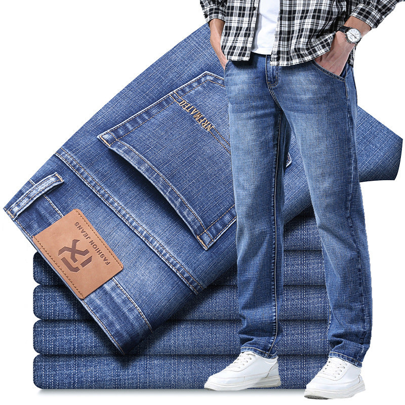 Men's High-end Loose Straight Casual Large Size Versatile Stretch Jeans