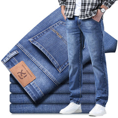 Men's High-end Loose Straight Casual Large Size Versatile Stretch Jeans