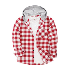 Men's 2024 New Loose Casual Long-sleeved Hooded Plaid Shirt