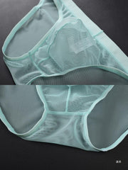 Men's Mesh Low Waist Sexy Ice Silk Briefs
