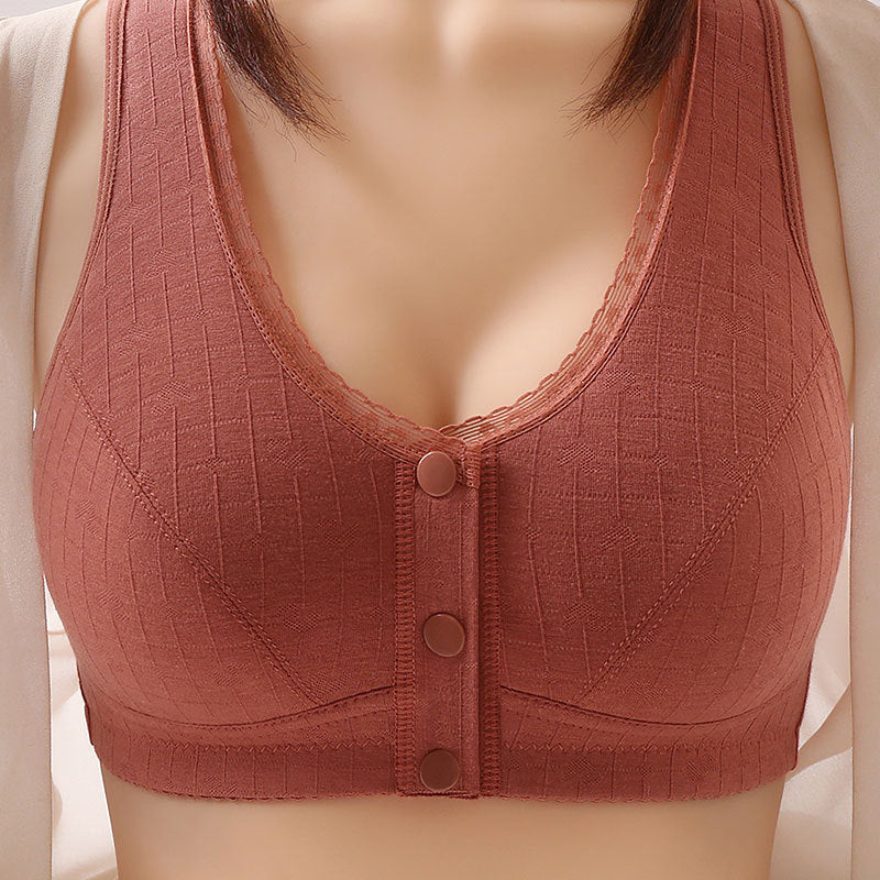 New front buckle thin no steel ring wide shoulder strap bra