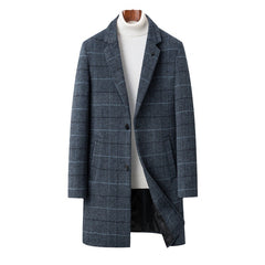 Men's High-end Plaid Woolen Coat
