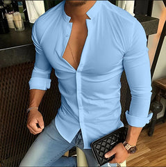 Men's Plus Size Business Casual Fashion Stand Collar Shirt