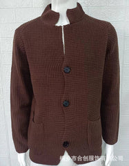 Men's slim fit stand collar knitted cardigan