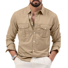 2024 New Men's Multi-pocket Casual Comfortable Long-sleeved Shirt