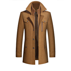 Men's Thick Double Collar Woolen Coat