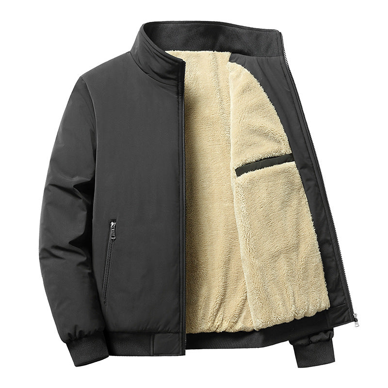 Men's Velvet Thickened Winter Casual Stand Collar Large Size Jacket