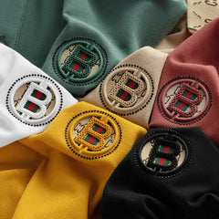 Embroidered straight breathable short-sleeved business casual solid color polo shirt