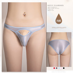 Men's Transparent Open Sexy Silky Elastic Low Waist Briefs