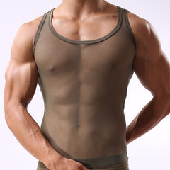 New style mesh vest T-shirt sexy men's breathable sports sleeveless