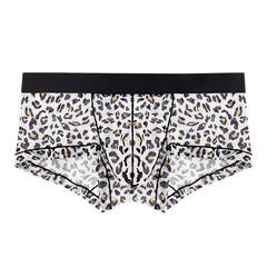 Men's Leopard Print Breathable Sexy Quick Dry Ice Silk Low Rise Boxer Briefs
