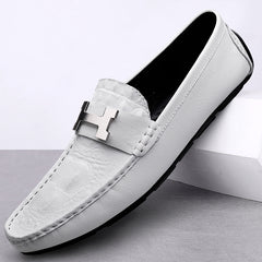 Crocodile-print Driving Loafers