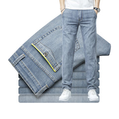 Men's Elastic Loose Soft Ice Silk Slim Straight Casual Jeans
