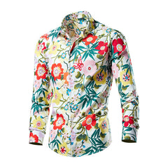 Men's Long Sleeve Fashionable Floral Shirt