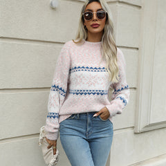 Christmas Half Turtleneck Snowflake Casual Fashion Knitted Sweater