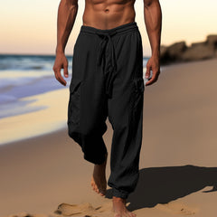 Athleisure Leggings, Multi-pocket Lace-up Loose Overalls
