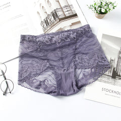 High-waisted Butt-lifting Seamless Transparent Lace Breathable Mesh Briefs