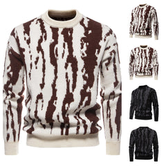 Men's Fashion Printed Casual All-match Round Neck Pullover Sweater