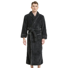 2024 Winter Men's Comfortable Cotton Velvet Long Nightgown