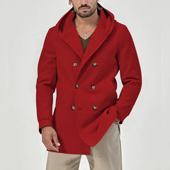 Men's Slim Fit Woolen Windbreaker Hooded Casual Jacket