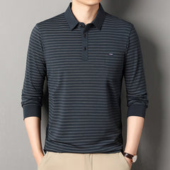 Men's New Business Casual Striped Polo Shirt