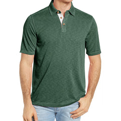 Men's Lapel Cotton Casual Color Block POLO Shirt