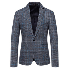 Men's Fashion Plaid Business Casual Woolen Blazer