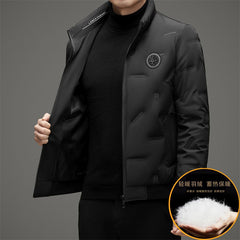 Winter men's 90% white duck down stand collar ribbed down jacket