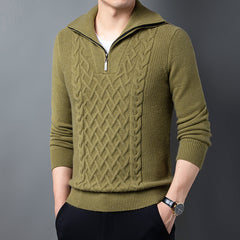 Thick lapel buttonhole thick needle zipper sweater