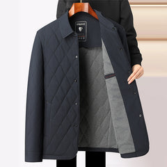 Men's New Winter Mulberry Silk Lapel Business Cotton Coat