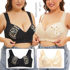 Popular large cup vest front buckle printed bra
