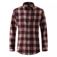 Men's New Plaid Casual Lapel Long-sleeved Shirt