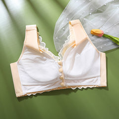 Front button lace push-up bra
