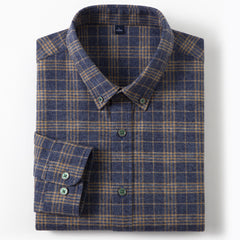 Men's Pure Cotton Casual Business Long-sleeved Plaid Shirt