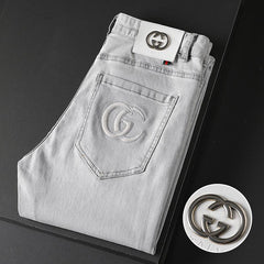 Fashion slim fit printed casual versatile trendy jeans