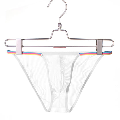 Men's Transparent Striped Low Waist Sexy Breathable Briefs