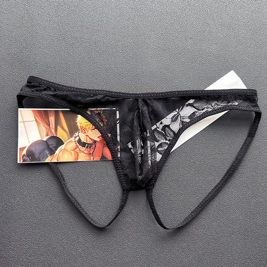 Men's Transparent Lace Print Thong