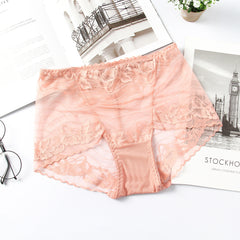 High-waisted Butt-lifting Seamless Transparent Lace Breathable Mesh Briefs