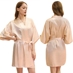 Ladies Satin Skin Friendly Cardigan Nightgown