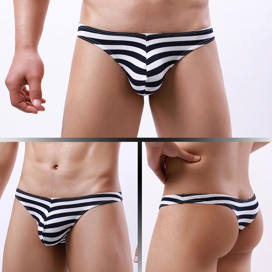 Men's Sexy Low Rise Striped Thong