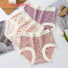 [ 5PCS ] Cotton high waist breathable high elastic printed panties