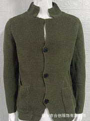 Men's slim fit stand collar knitted cardigan