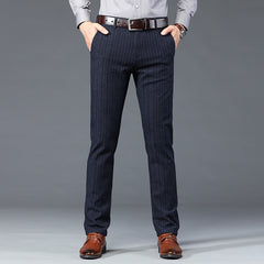 Men's New Fashion Striped Loose Stretch Business Trousers