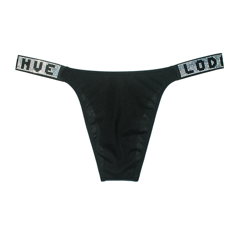 Solid color low waist hip-covering thong