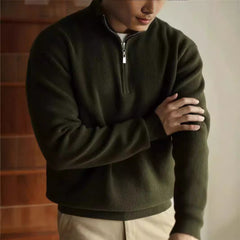High collar solid color knitted sweater