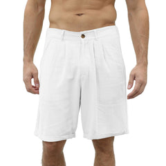 Men's Cotton and Linen Casual Beach Button Stretch Shorts